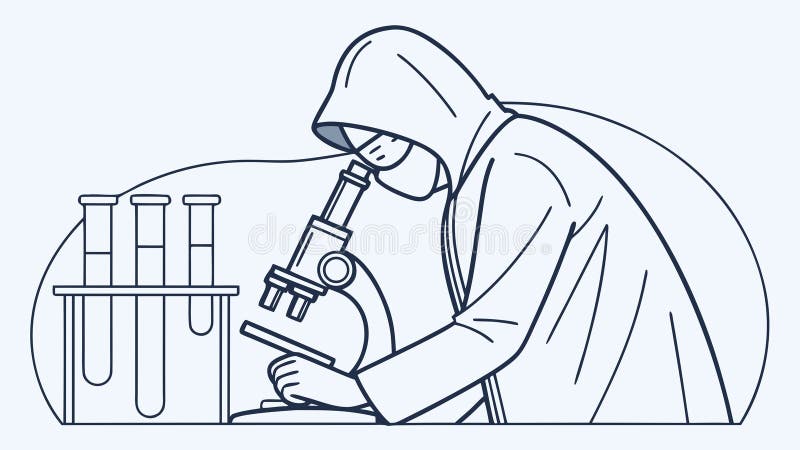 Researcher with Microscope, Advanced Scientific Study, vector design Generative AI royalty free illustration