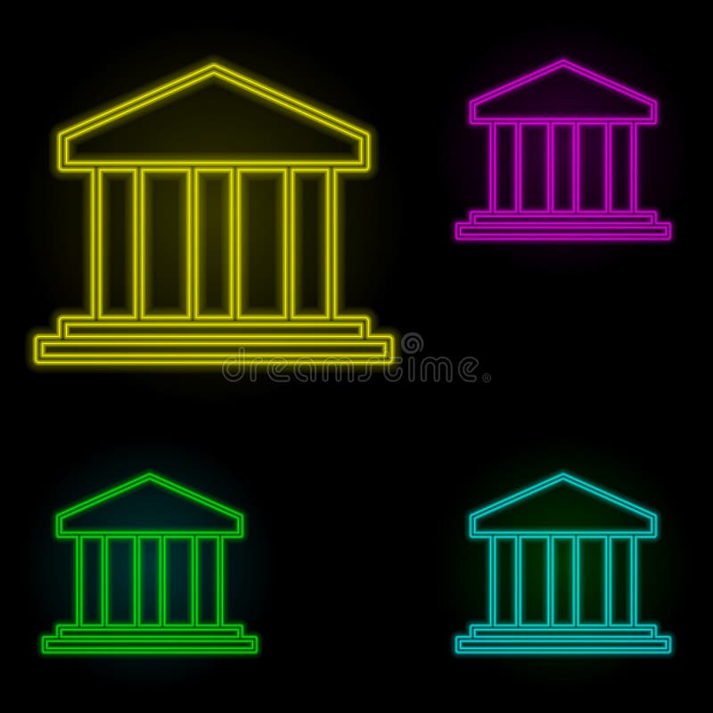 Resident neon color set icon. Simple thin line, outline vector of building landmarks icons for ui and ux, website or mobile application on dark gradient background