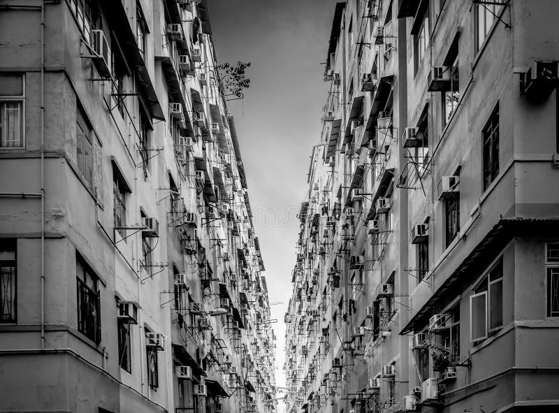 Residential Aprtment in Old District, Hong Kong in Black and White