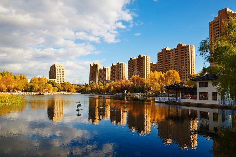 The residential building lakeside