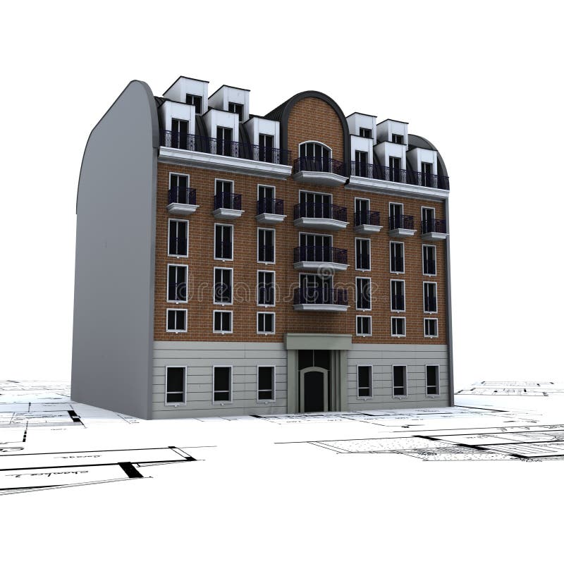 Residential Building on plans royalty free illustration