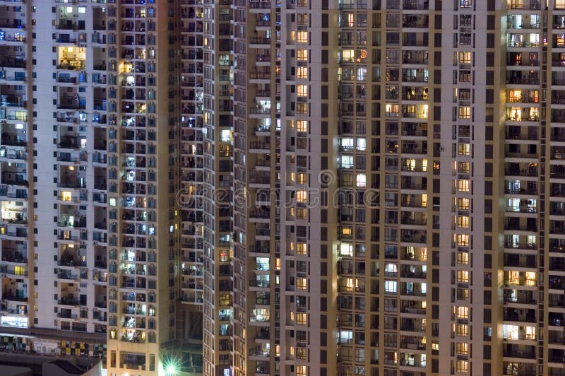 Residential buildings by night