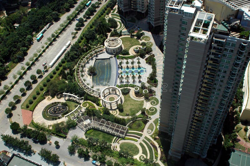 Residential garden in Chinese city