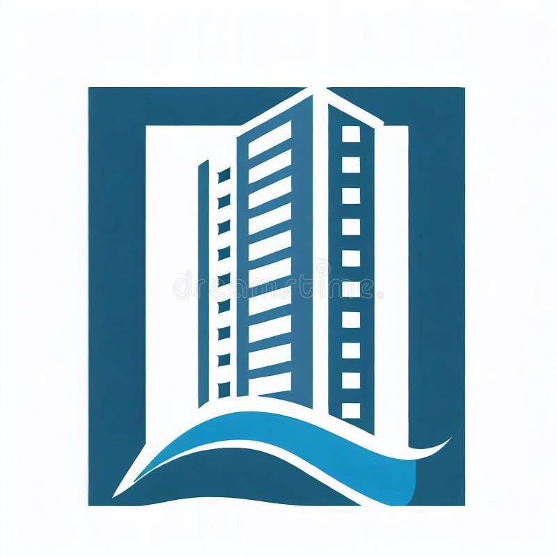 Residential Highrise and Skyscraper Building Symbol Logo Stock