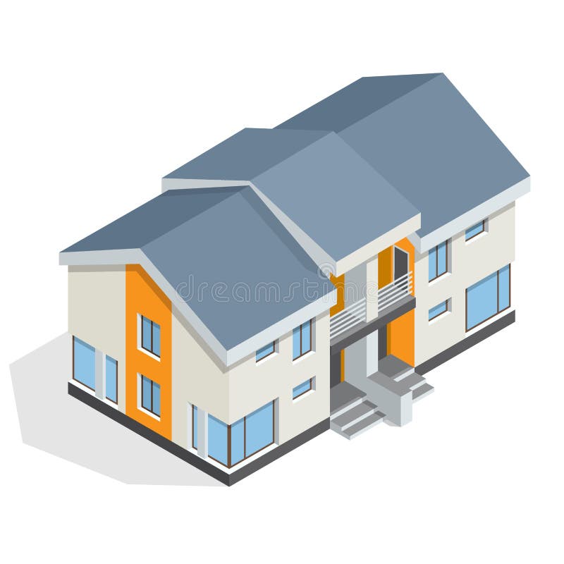 Residential House flat 3d vector isometric illustration. stock illustration
