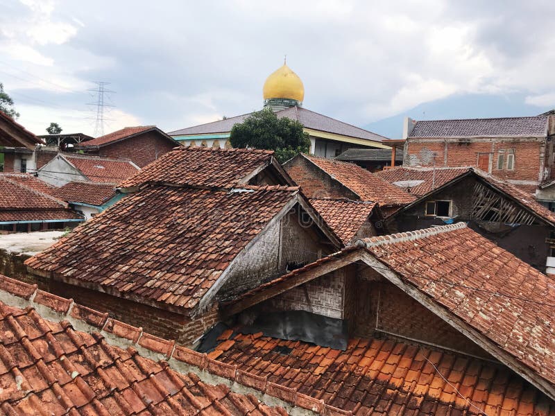 Crowded Residential Houses Under Beautiful Sunset Stock ...