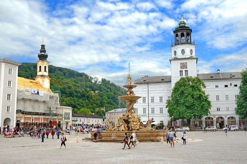 Residenzplatz square in Salzburg, Austria. royalty free stock photo Residenzplatz square in Salzburg, Austria. royalty free stock photo