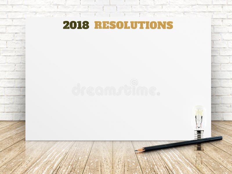 2018 resolotions op Witboekaffiche op witte marmeren ruimtemuur royalty-vrije stock foto 2018 resolotions op Witboekaffiche op witte marmeren ruimtemuur royalty-vrije stock foto