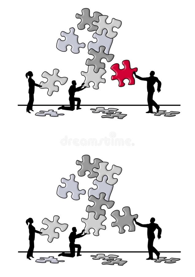 Trabalho de equipa - Peça de puzzle - Resolução de problemas ilustração do vetor