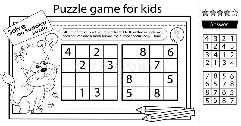 Jogo de educação para crianças sudoku fácil para crianças com desenho  animado bonito, gato, rato, cachorro, planilha animal para impressão