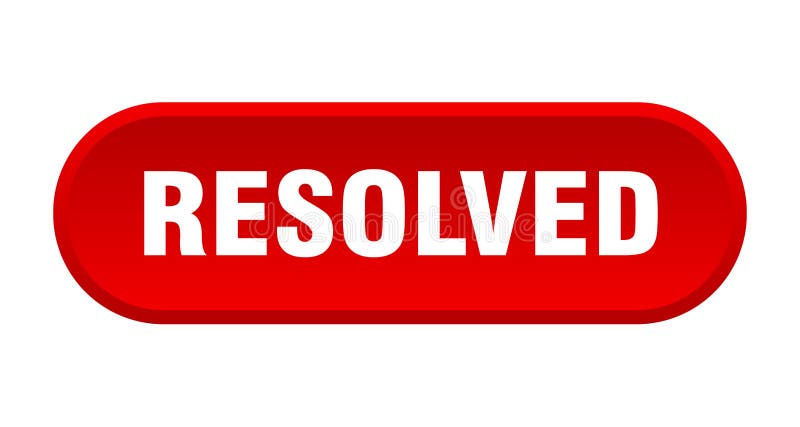 Resolved button. rounded sign on white background. rounded sign isolated on white background.