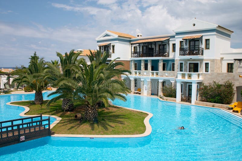 Resort with swiming pool stock photo