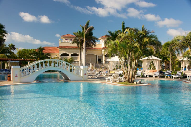 Beautiful tropical resort swimming pool area
