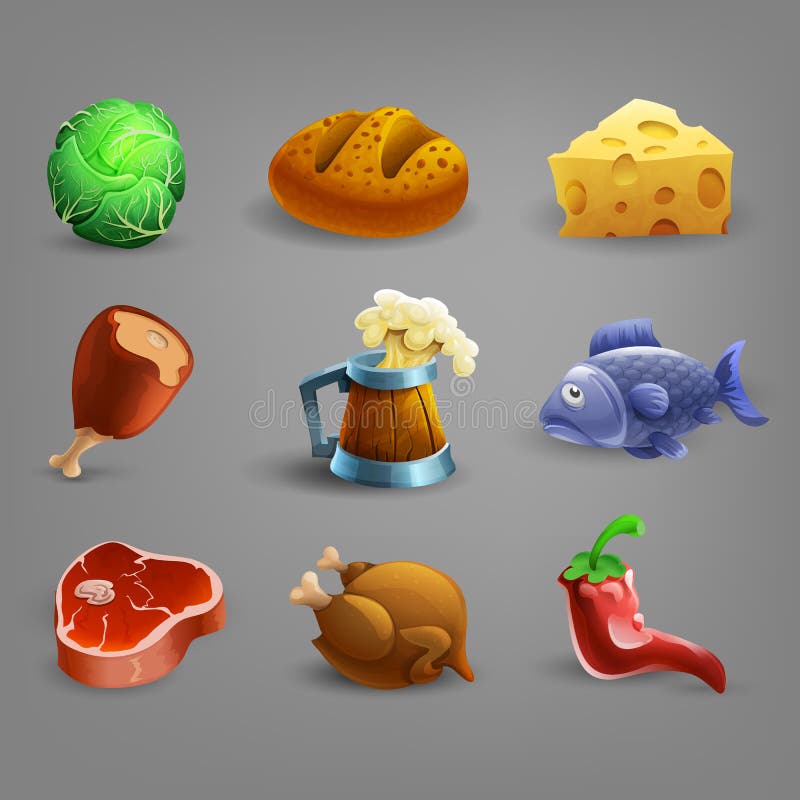 Resource icons for games. stock illustration