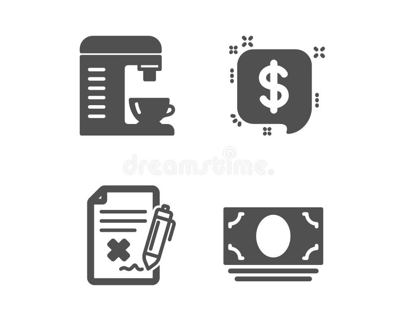 Respingeți computerul pentru cafea și pictogramele pentru mesaje de plată. semn numerar. vector royalty free illustration