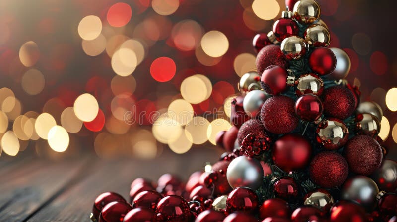 Gilded Euphoria, an Enchanting Symphony of Red and Gold Ornaments in a Majestic Christmas Tree 