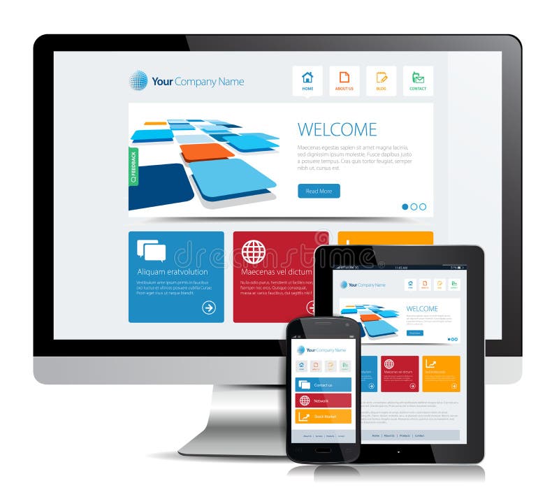 Download Responsive App Design stock vector. Illustration of blue - 35993190
