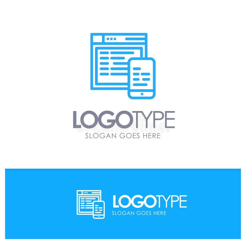 Download Responsive, Design, Website, Mobile Blue Logo Line Style Stock Vector - Illustration of display ...