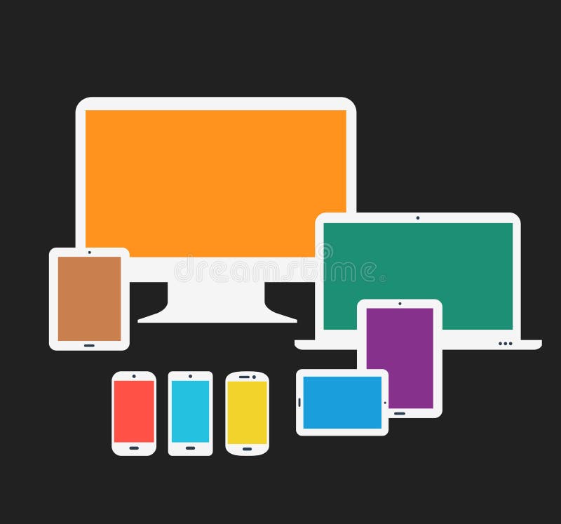 Responsive technology devices mock up stock illustration Responsive technology devices mock up stock illustration