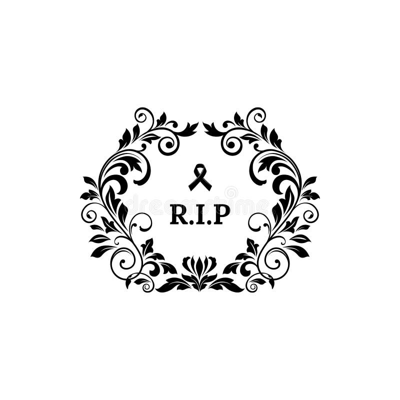 RIP Lettering on Gravestone in Ornamental Frame Stock Vector - Illustration  of black, memorial: 213607309