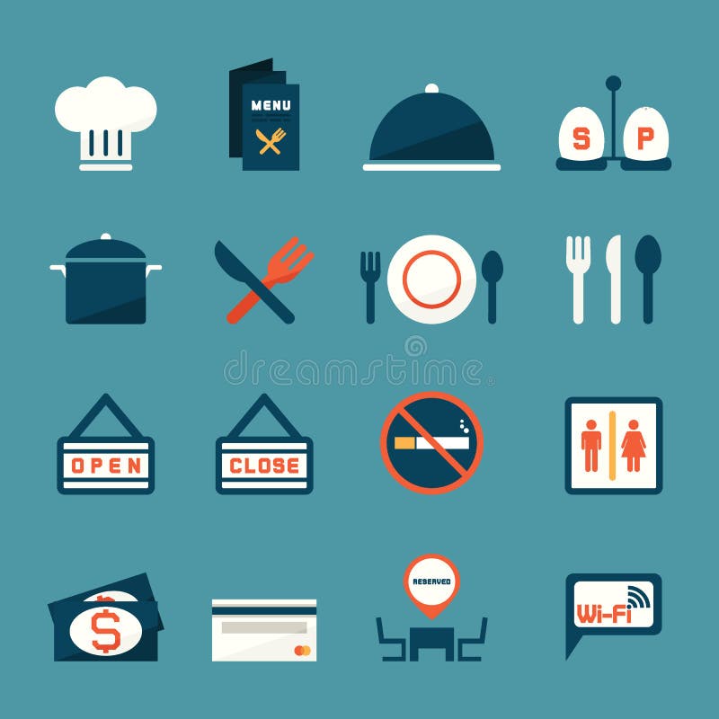 Restauracyjne ikony ilustracji Restauracyjne ikony ilustracji