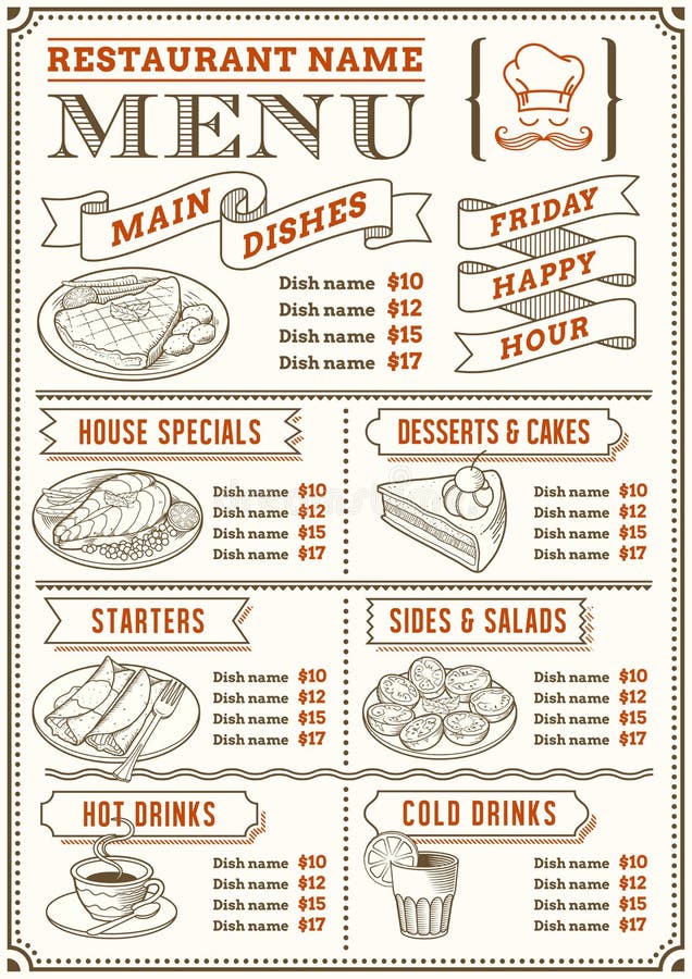 Restauracyjny menu szablon ilustracji Restauracyjny menu szablon ilustracji