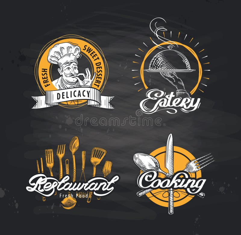 Restauracyjny wektorowy loga projekta szablon kawiarnia lub knajpa, gość restauracji ikona royalty ilustracja Restauracyjny wektorowy loga projekta szablon kawiarnia lub knajpa, gość restauracji ikona royalty ilustracja