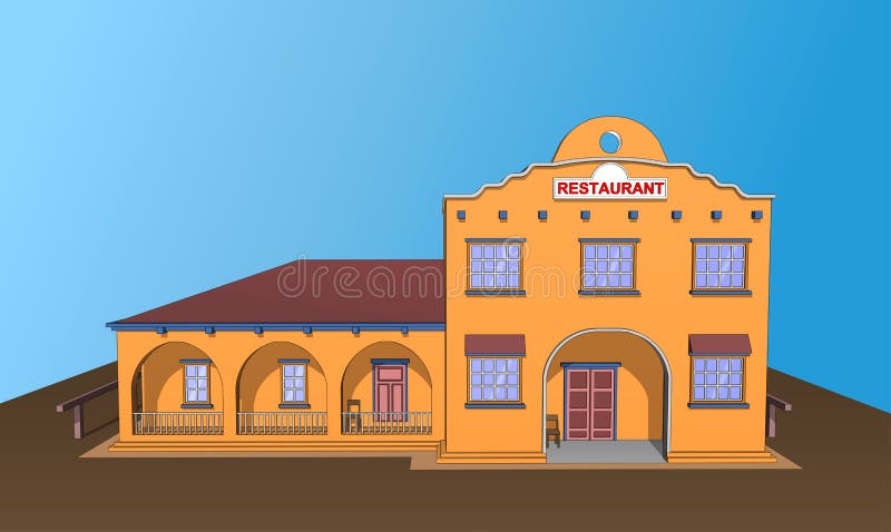Restaurangkafé som bygger smaklig främre sikt för Mexico mat stock illustrationer Restaurangkafé som bygger smaklig främre sikt för Mexico mat stock illustrationer