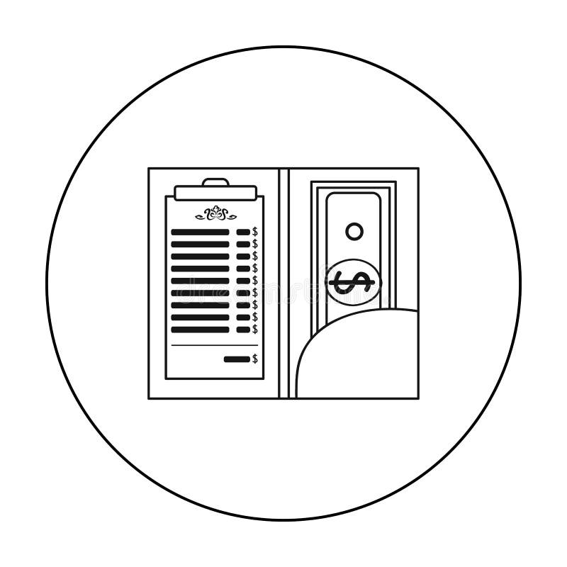 Restaurangkvitto med den kontanta symbolen i översiktsstil som isoleras på vit bakgrund Vektor för restaurangsymbolmateriel royaltyfri illustrationer Restaurangkvitto med den kontanta symbolen i översiktsstil som isoleras på vit bakgrund Vektor för restaurangsymbolmateriel royaltyfri illustrationer
