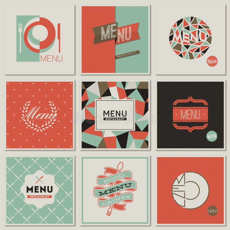 Restaurangmenydesigner. Retro-utformade vektorer royaltyfri illustrationer Restaurangmenydesigner. Retro-utformade vektorer royaltyfri illustrationer