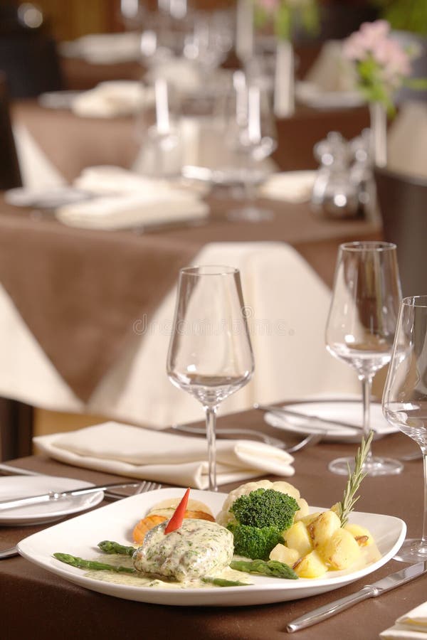 Fancy Dinner stock image. Image of meat, table, vegetable 617361