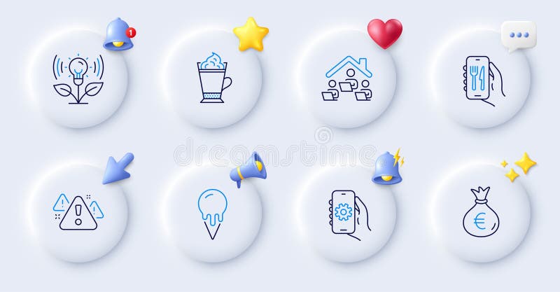 Cafea cu lapte și pictograme pentru ghiozdan pentru aplicații restaurant. tipărire aplicație Web. vector vector illustration