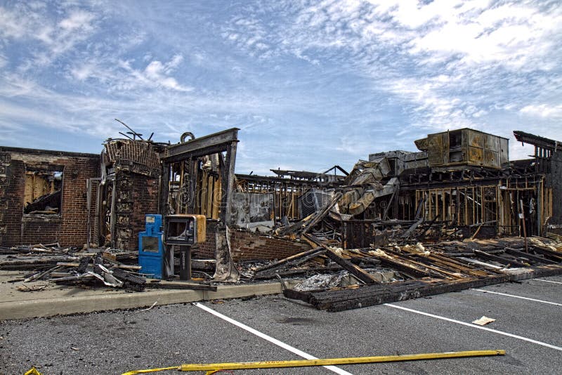 Restaurant Burntdown stock photo. Image of black, charred 40196496