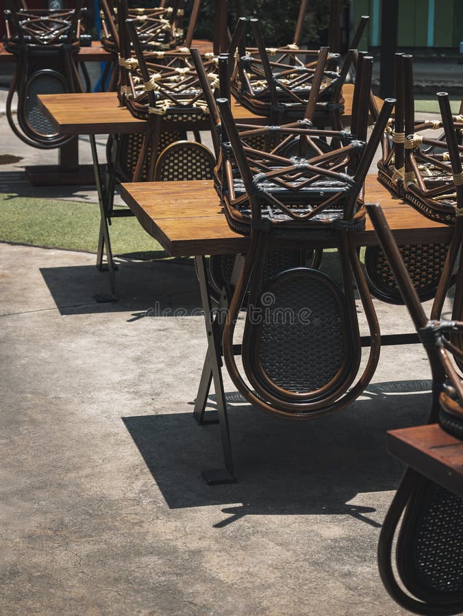 Empty Cafe Table Seats Restaurant Cafe Business Closed during Lockdown