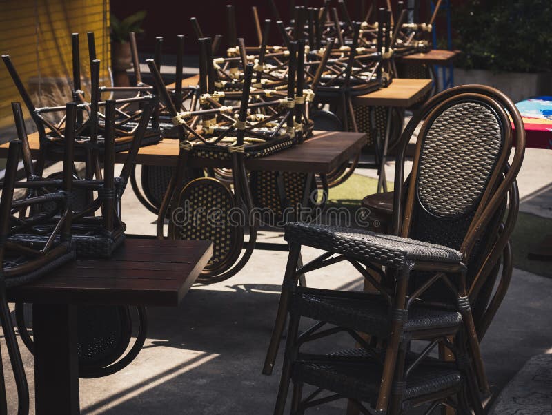 Empty Table Seats Restaurant Cafe Business Closed during Lockdown in