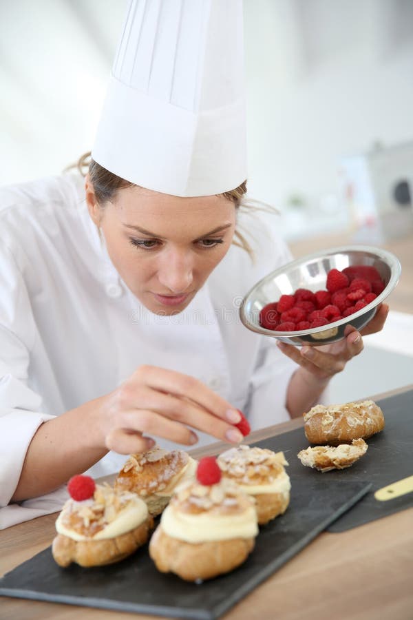 Restaurant Chef Preparing Pastries Stock Image Image of cooking