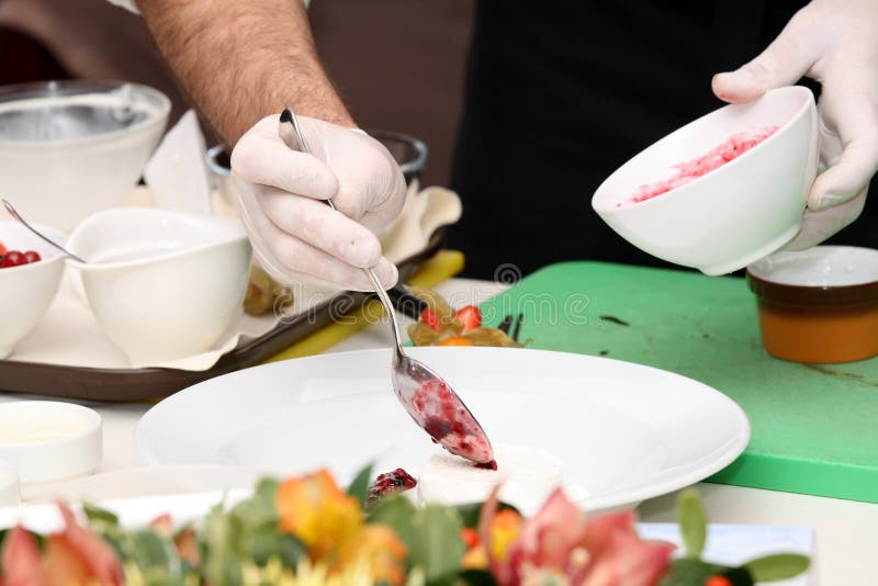 Restaurant Chief Serving the Dish Stock Image Image of utensil