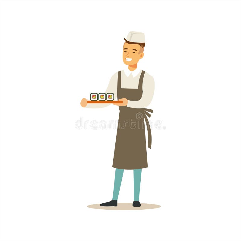 Restaurant die van de Chef-kokworking in japanese van mensen het Professionele Kokende Sushi Klassiek Traditioneel Eenvormig Beel vector illustratie Restaurant die van de Chef-kokworking in japanese van mensen het Professionele Kokende Sushi Klassiek Traditioneel Eenvormig Beel vector illustratie