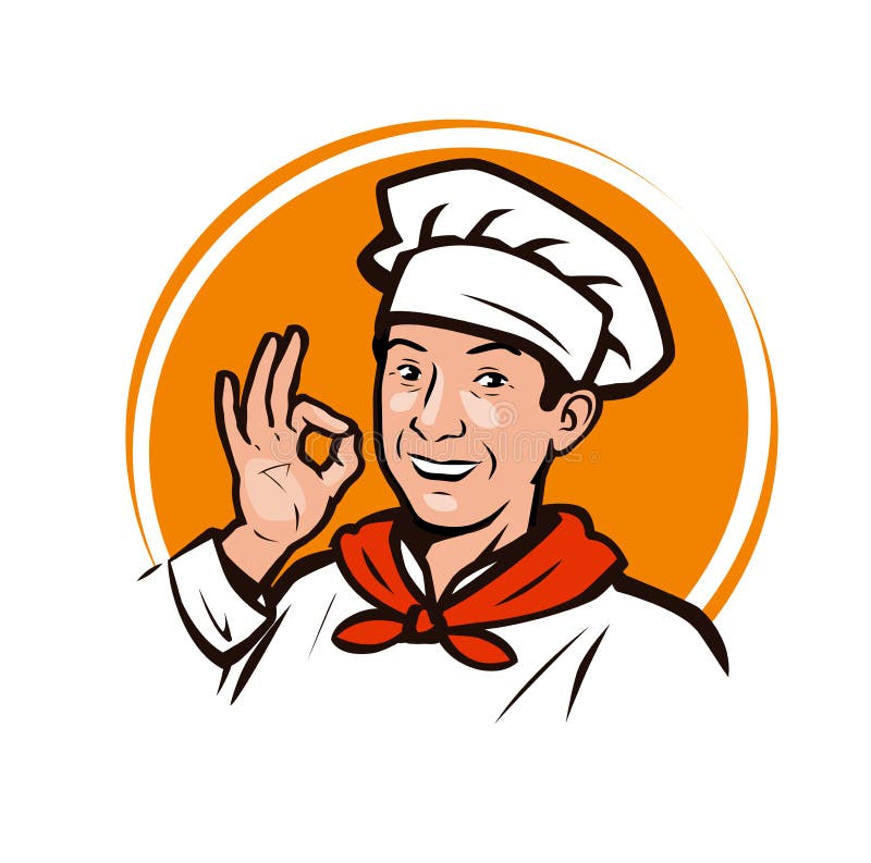 Restaurant, diner logo or label. Funny chef vector illustration royalty free illustration Restaurant, diner logo or label. Funny chef vector illustration royalty free illustration