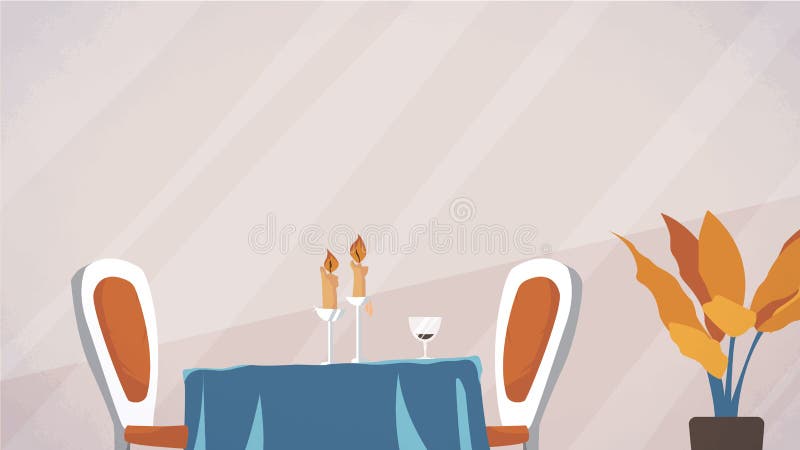 Restaurant Dinner Table for Two. Background Vector for Cartoon, Animation,  Advertise, Campaing Stock Illustration - Illustration of icon, evening:  96246748
