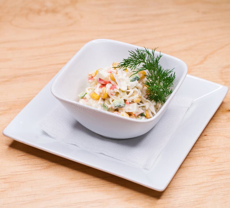 Restaurant dish crab salad stock image. Image of green 175917165