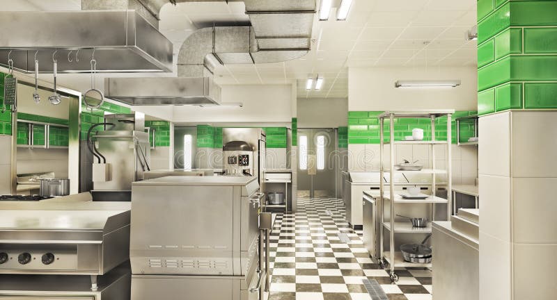 Restaurant equipment. Modern industrial kitchen royalty free illustration