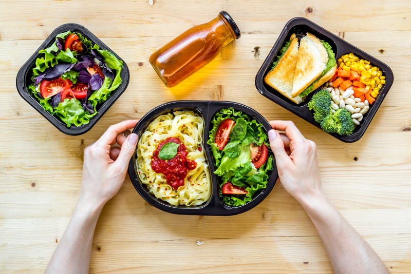 Restaurant Food Delivery. Take Away Lunch in Boxes Stock Image Image
