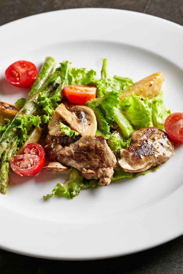 Warm Chicken Liver Salad stock image. Image of brown - 86315577