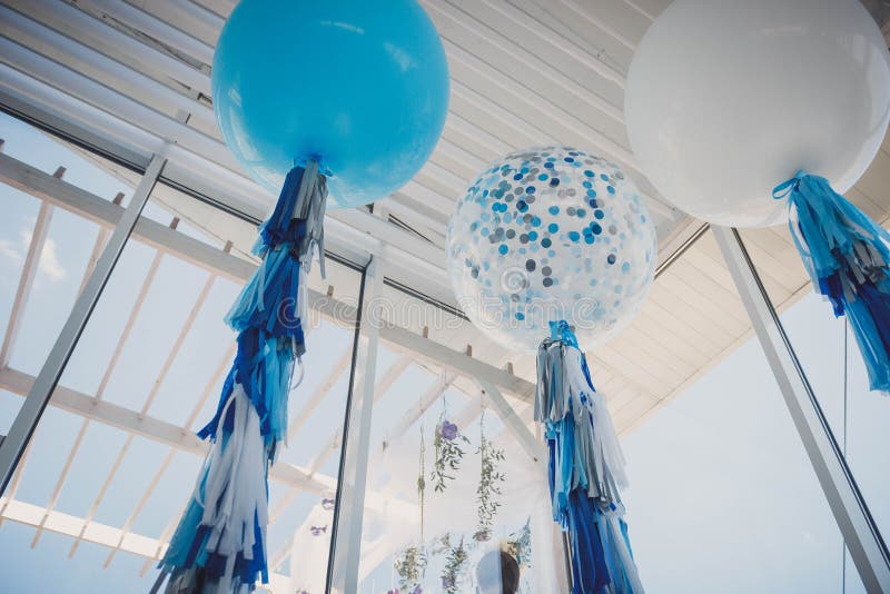 Restaurant Hall with Huge Balloons Stock Photo Image of birthday