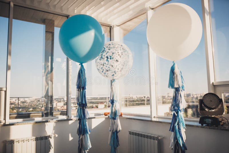 Restaurant Hall with Huge Balloons Stock Photo Image of birthday