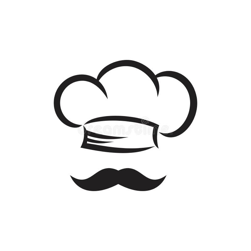 Restaurant Icon Design. Chef Cap with Mustache Logo Vector Stock Vector