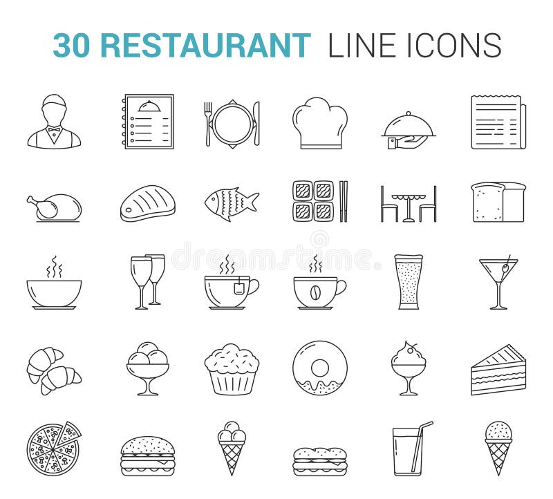 Rest line. Restaurant line icons.