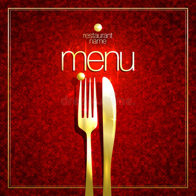 Thiết kế bìa menu nhà hàng với nĩa và dao vàng rực rỡ sẽ khiến bạn cảm thấy sống động và đầy năng lượng. Thiết kế này sẽ là điểm nhấn độc đáo cho những người yêu thích văn hóa ẩm thực. Bạn không thể bỏ lỡ cơ hội này.
