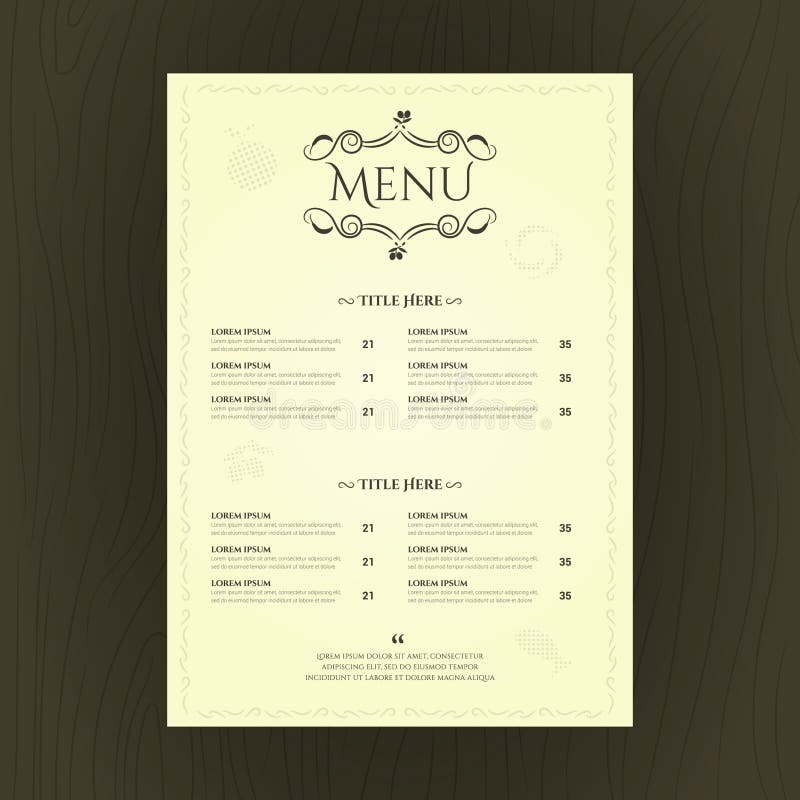 Restaurant Menu Card. Vector Illustration Decorative Background Design  Stock Illustration - Illustration of vector, restaurants: 183803315